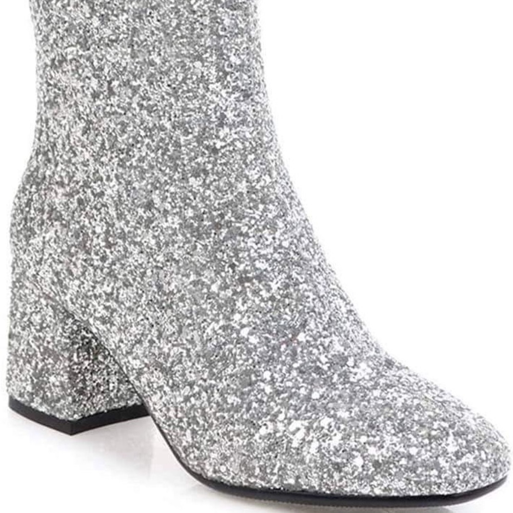 Silver Glitter Booties
